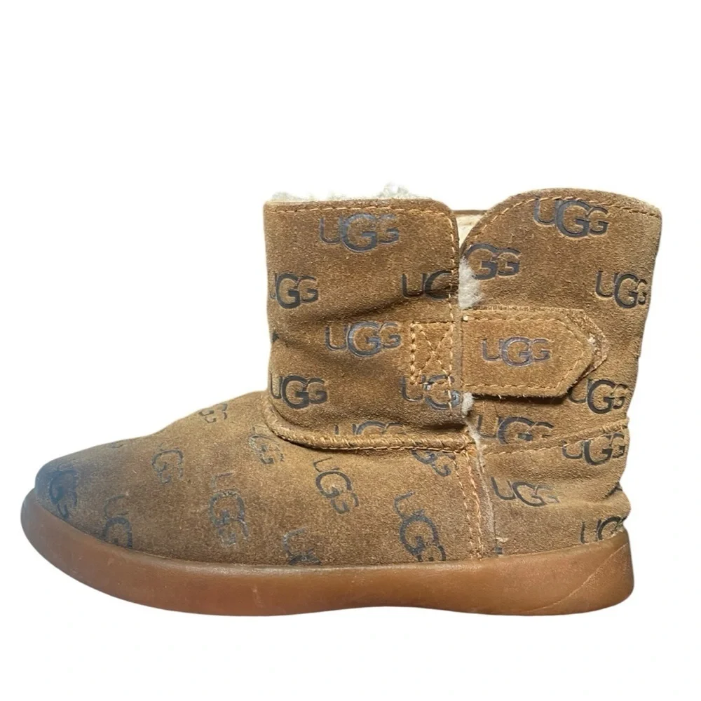UGG Keelan Embossed Logo Tan Boots Size 10 Toddler